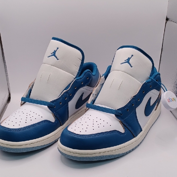 NEW Nike Air Jordan 1 Low SE White/Industrial Blue Mens Size 10.5 US FN5214-141 - Picture 1 of 14